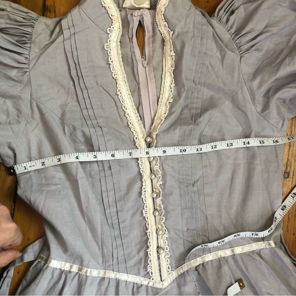Blue 1970's Vintage Gunne Sax Puff Sleeve Victorian Prairie Dress Size S/M - Picture 7 of 10